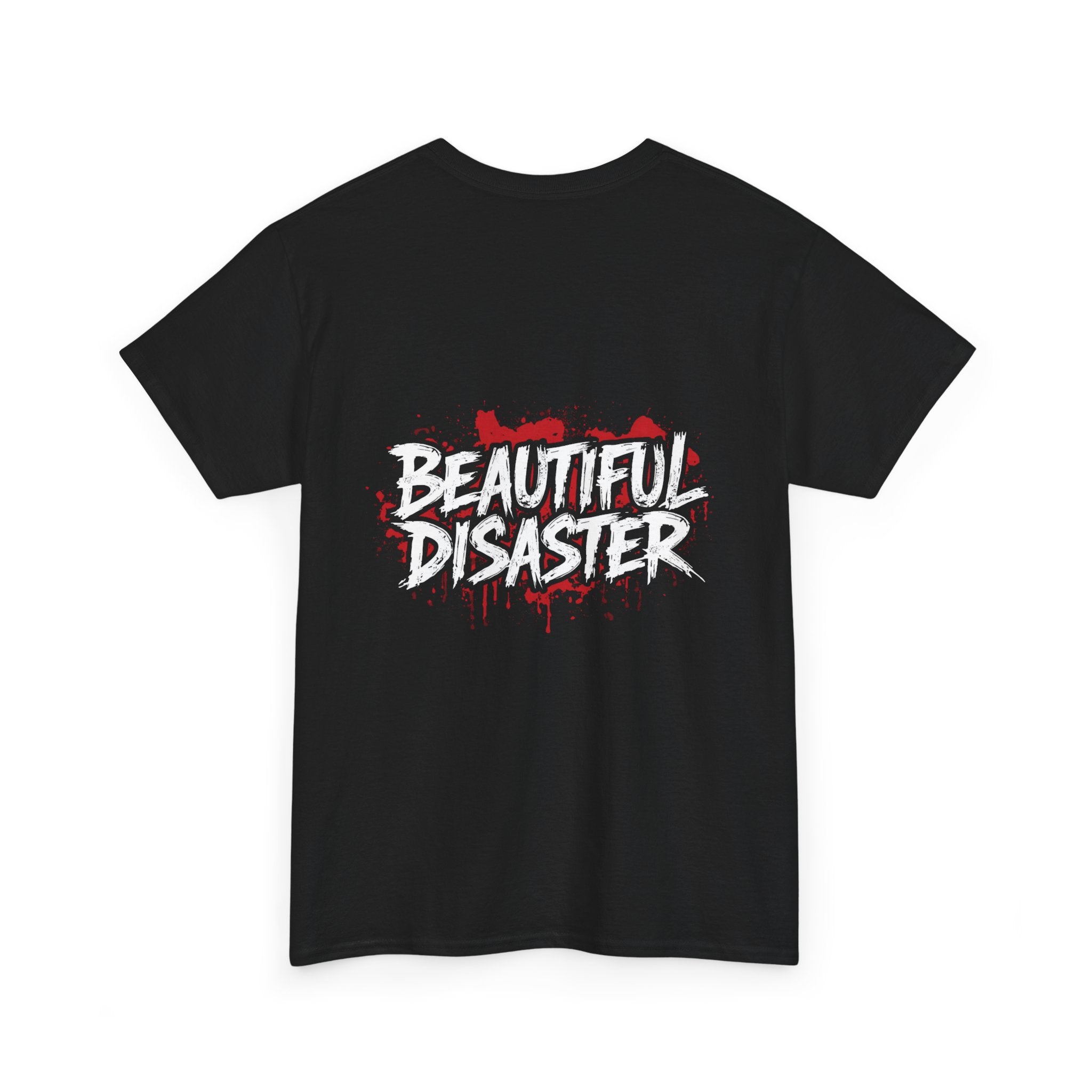 Beautiful Disaster Tee — Bold Red Drip Back Print