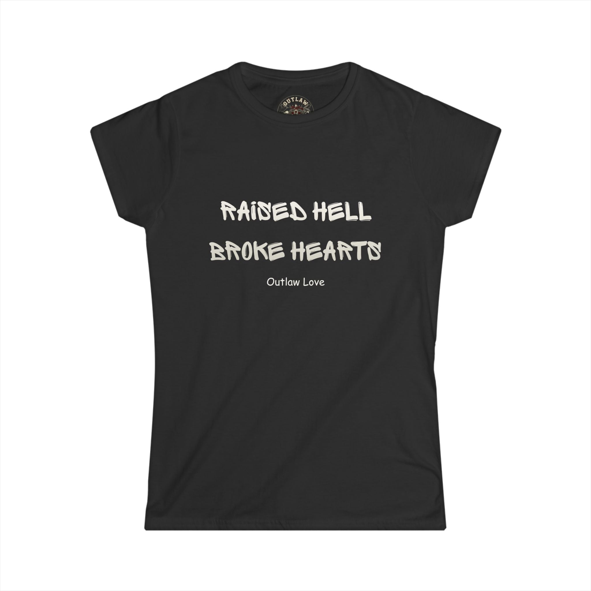 Raised Hell Broke Hearts Women's Tee — Outlaw Love Rock Shirt