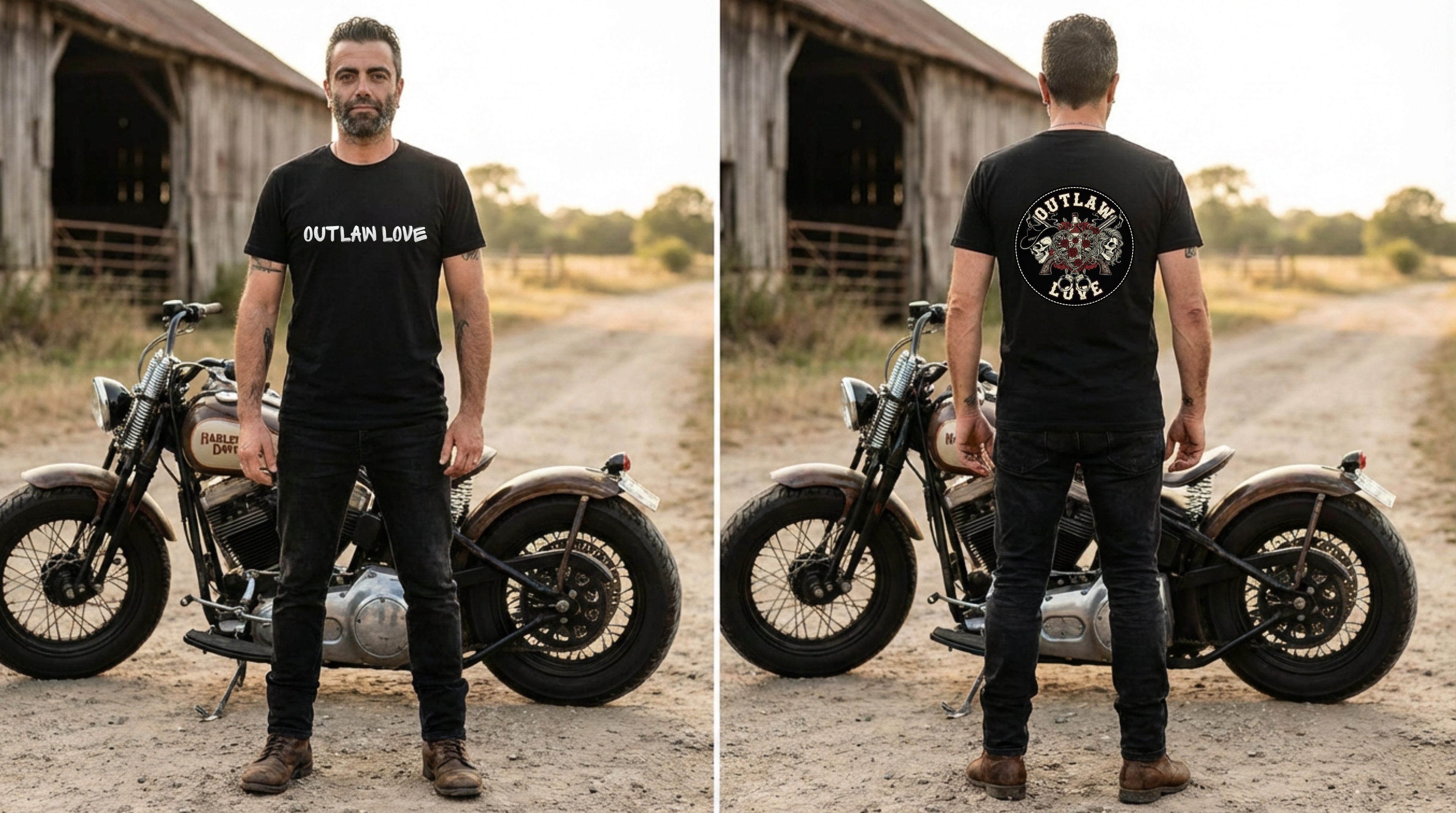Outlaw Love Signature Tee – Front Text + Back Logo - Unisex