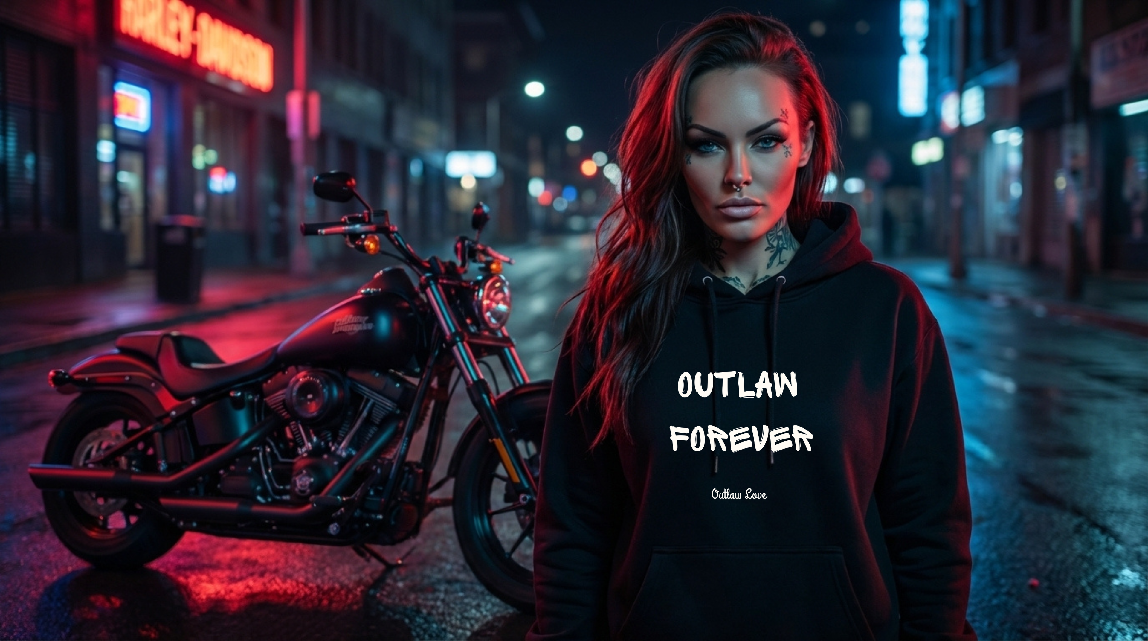 Outlaw Forever Hoodie — Bold Graphic Pullover for Rebels & Bikers