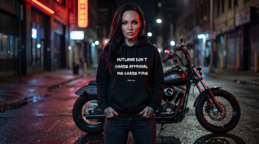 Outlaws Don’t Chase Approval — Graphic Hoodie (Bold Quote Streetwear)