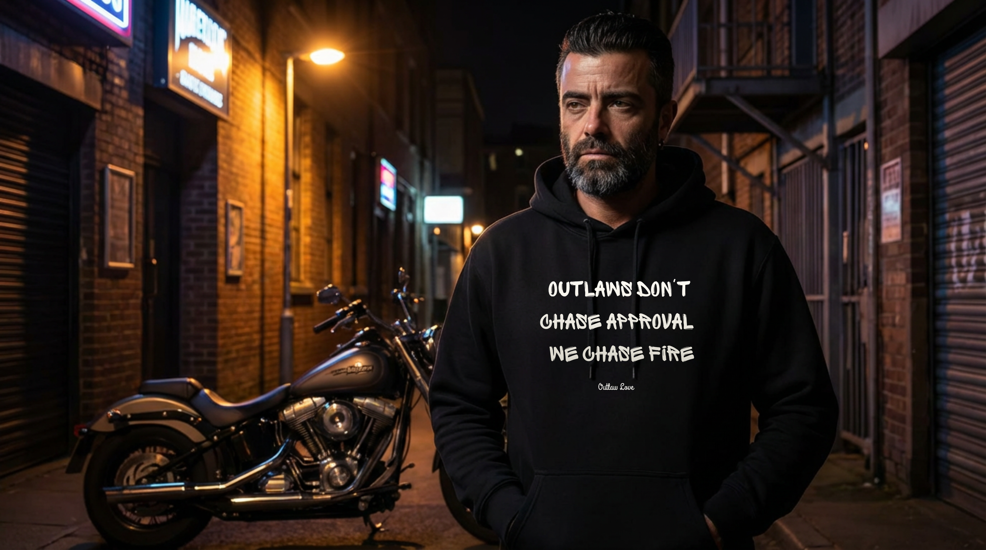 Outlaws Don’t Chase Approval — Graphic Hoodie (Bold Quote Streetwear)