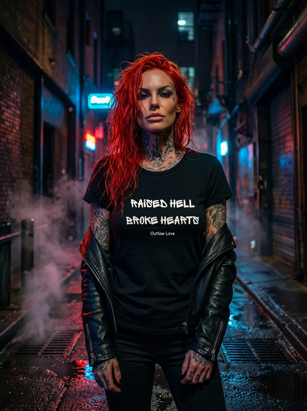 Raised Hell Broke Hearts Women's Tee — Outlaw Love Rock Shirt
