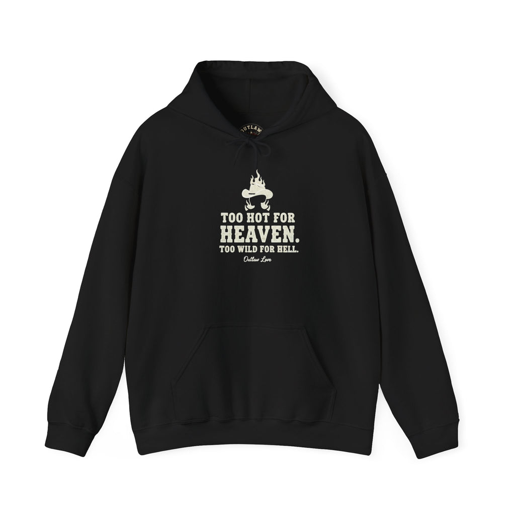 Too Hot for Heaven Hoodie — Retro Bonfire Graphic Hooded Sweatshirt